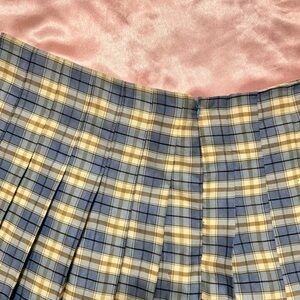 SHEIN Blue and Cream Plaid Skater Skirt